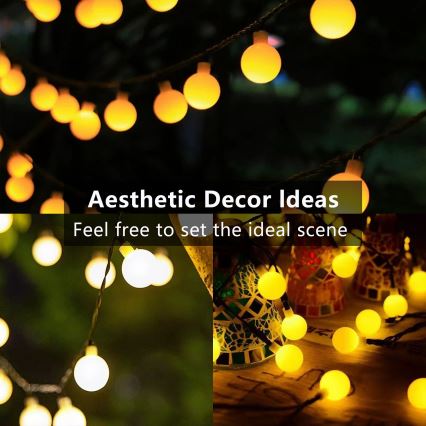 Brilagi - LED solárny dekoračný reťazec BUBBLE 50xLED/8 funkcií 7m IP65 teplá biela 600 mAh