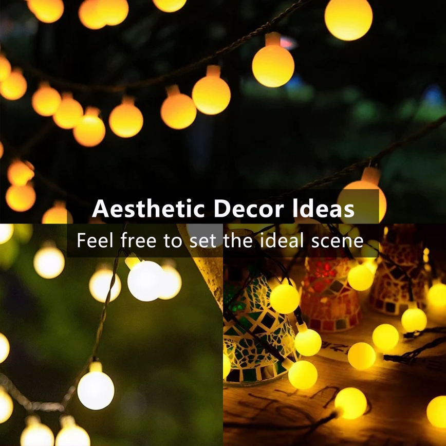 Brilagi - LED solárny dekoračný reťazec BUBBLE 50xLED/8 funkcií 7m IP65 teplá biela 600 mAh