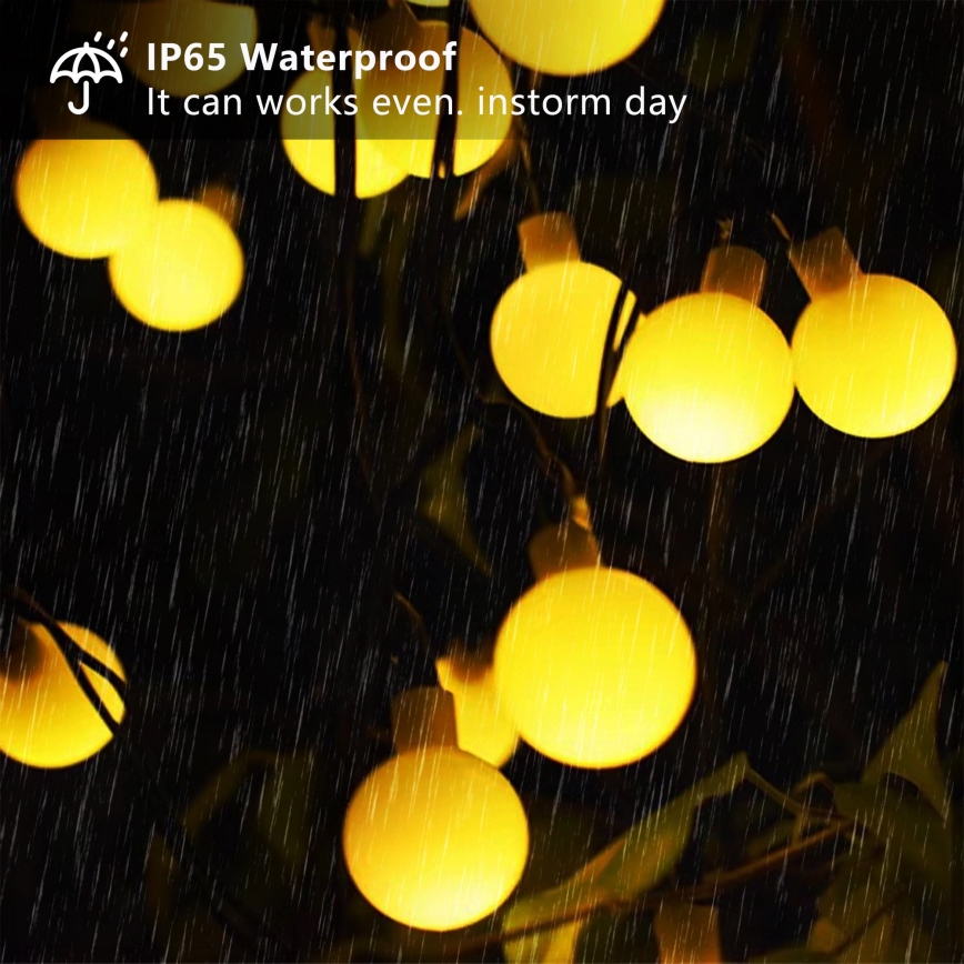 Brilagi - LED solárny dekoračný reťazec BUBBLE 50xLED/8 funkcií 7m IP65 teplá biela 600 mAh