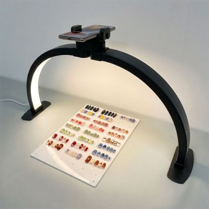 Brilagi - LED stmievateľná oblúková stolová lampa s držiakom RADIO LED/25W/24/230V 3000/4000/6500K čierna