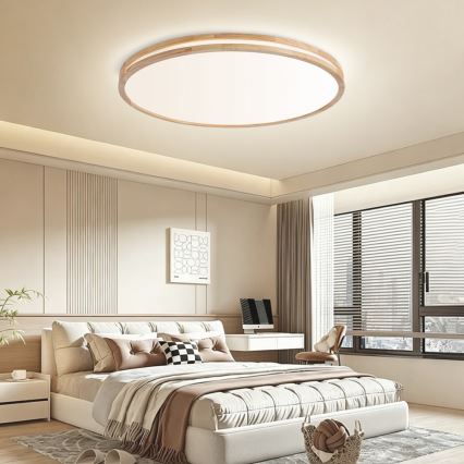 Brilagi - LED stmievateľné stropné svietidlo MOLINA LED/128W/230V 3000-6000K dub pr. 100 cm + diaľkové ovládanie
