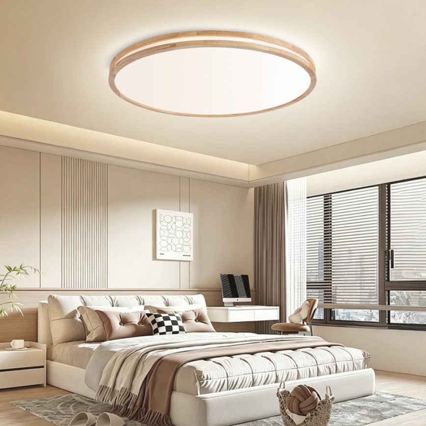 Brilagi - LED stmievateľné stropné svietidlo MOLINA LED/128W/230V 3000-6000K dub pr. 100 cm + diaľkové ovládanie