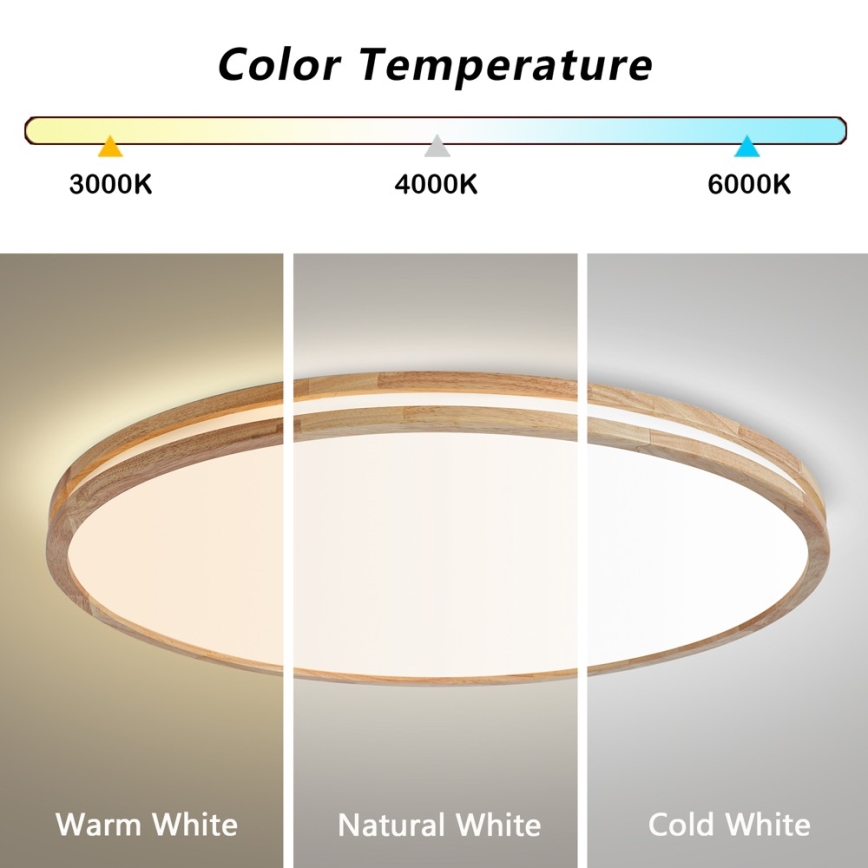 Brilagi - LED stmievateľné stropné svietidlo MOLINA LED/128W/230V 3000-6000K dub pr. 100 cm + diaľkové ovládanie