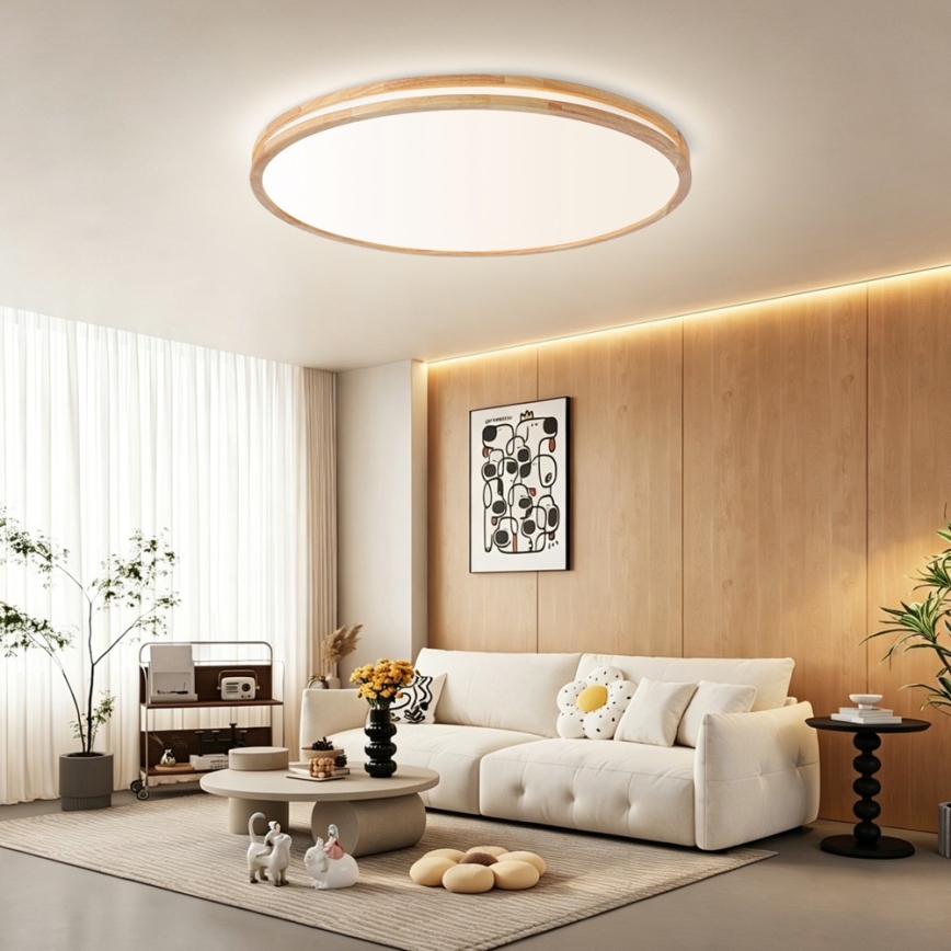 Brilagi - LED stmievateľné stropné svietidlo MOLINA LED/128W/230V 3000-6000K dub pr. 100 cm + diaľkové ovládanie