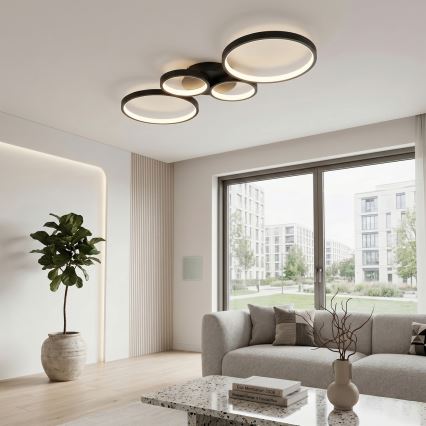 Brilagi - LED stmievateľné stropné svietidlo RINGO LED/34W/230V 3000-6000K 28x78 cm čierna + diaľkové ovládanie
