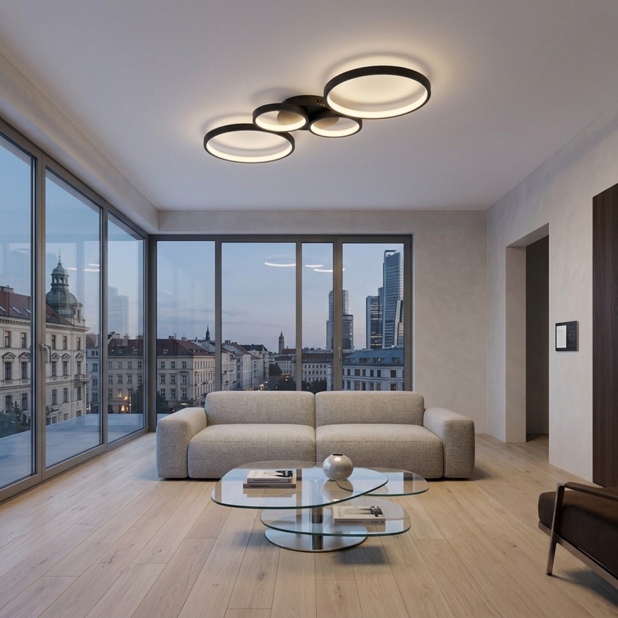 Brilagi - LED stmievateľné stropné svietidlo RINGO LED/34W/230V 3000-6000K 28x78 cm čierna + diaľkové ovládanie