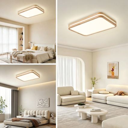 Brilagi - LED stmievateľné stropné svietidlo MOLINA SQUARE LED/54W/230V 3000-6000K dub 60x40 cm + diaľkové ovládanie