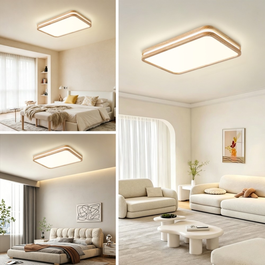Brilagi - LED stmievateľné stropné svietidlo MOLINA SQUARE LED/54W/230V 3000-6000K dub 60x40 cm + diaľkové ovládanie