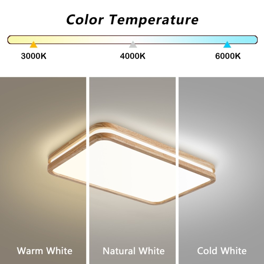 Brilagi - LED stmievateľné stropné svietidlo MOLINA SQUARE LED/54W/230V 3000-6000K dub 60x40 cm + diaľkové ovládanie
