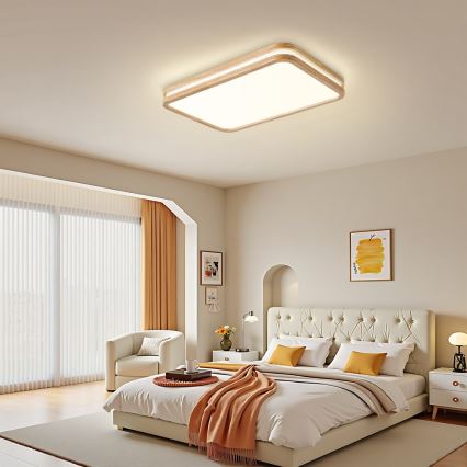 Brilagi - LED stmievateľné stropné svietidlo MOLINA SQUARE LED/54W/230V 3000-6000K dub 60x40 cm + diaľkové ovládanie