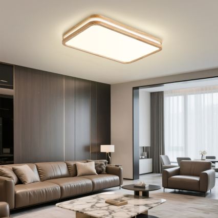 Brilagi - LED stmievateľné stropné svietidlo MOLINA SQUARE LED/54W/230V 3000-6000K dub 60x40 cm + diaľkové ovládanie