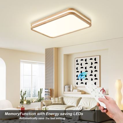 Brilagi - LED stmievateľné stropné svietidlo MOLINA SQUARE LED/54W/230V 3000-6000K dub 60x40 cm + diaľkové ovládanie