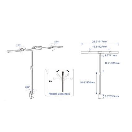 Brilagi - LED stmievateľná dotyková stolová lampa so svorkou VARIO LED/24W/230V 3000-6500K CRI 92 čierna