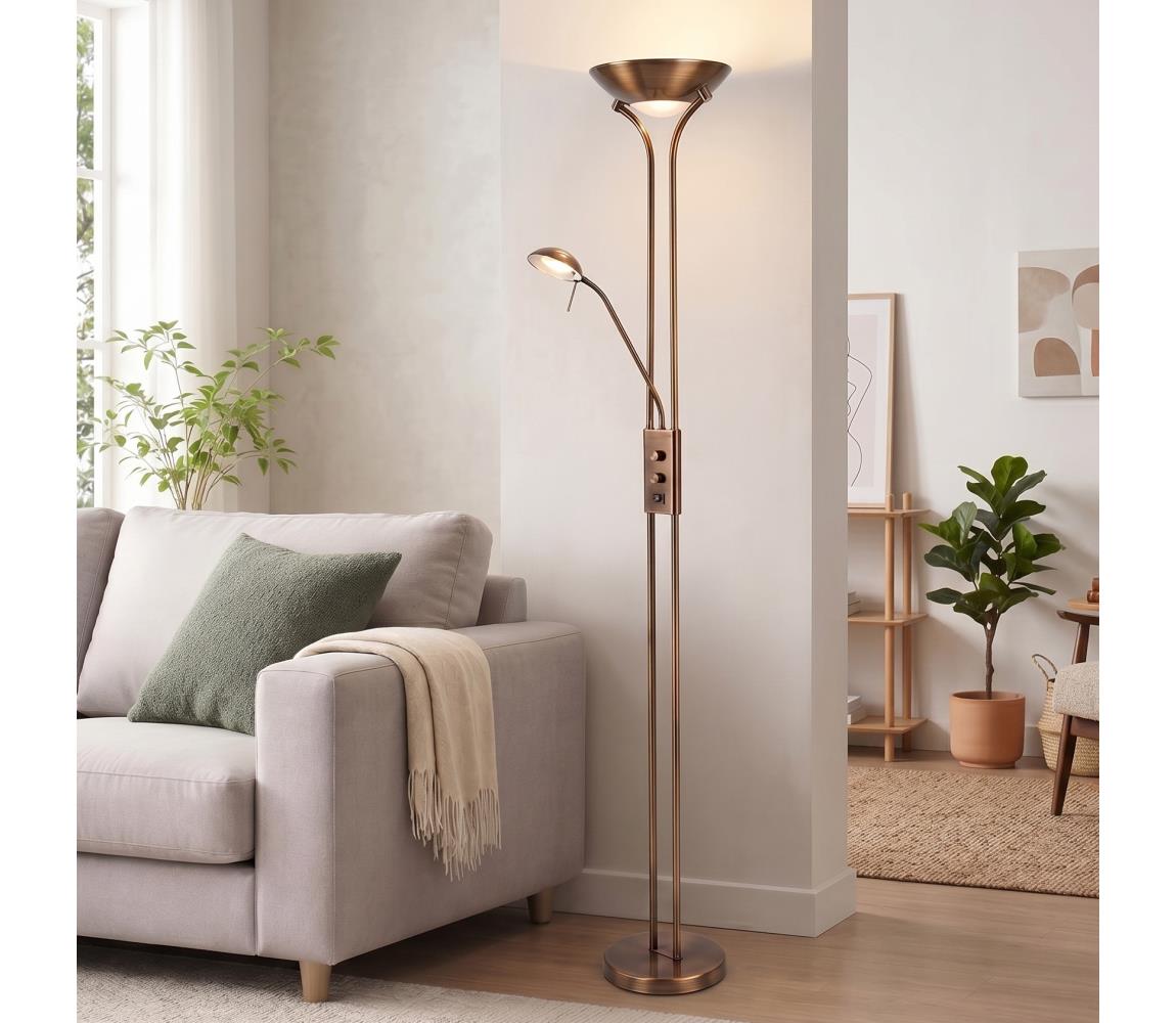Brilagi - Stmievateľná stojacia lampa SCARLETT 1xR7s/230W/230V + 1xG9/40W bronzová 63055