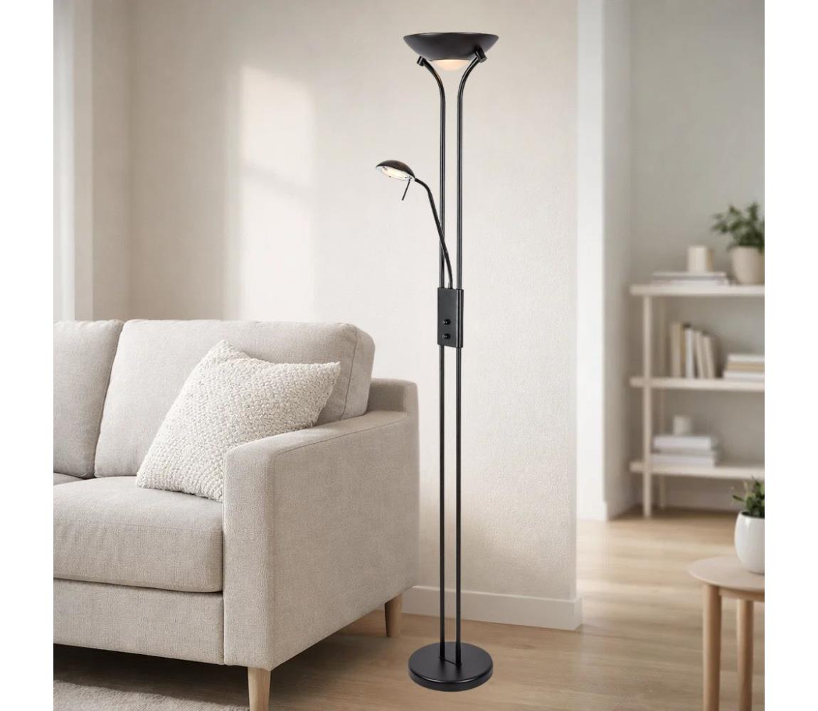 Brilagi - Stmievateľná stojacia lampa SCARLETT 1xR7s/230W/230V + 1xG9/40W čierna 63057