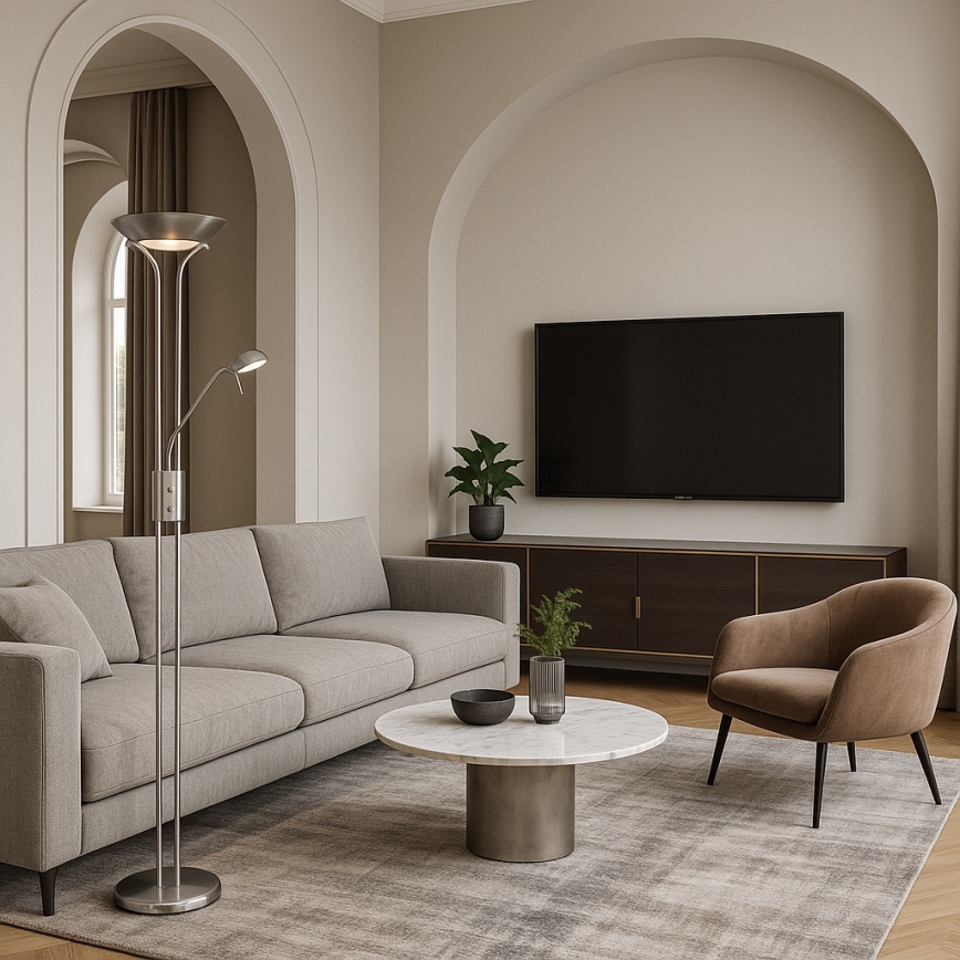 Brilagi - Stmievateľná stojacia lampa SCARLETT 1xR7s/230W/230V + 1xG9/40W matný chróm