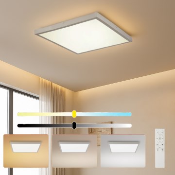 Brilagi - stmievateľné LED kúpeľňové stropné svietidlo FRAME SMART LED/50W/230V 60x60 cm 3000-6000K IP44 strieborné + diaľkový ovládač