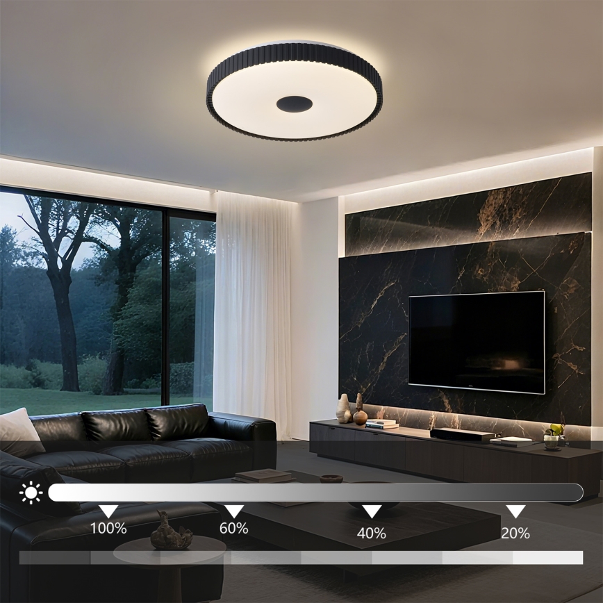 Brilagi - LED stmievateľné stropné svietidlo CORVO LED/72W/230V 3000-6000K čierne pr. 50 cm + diaľkové ovládanie