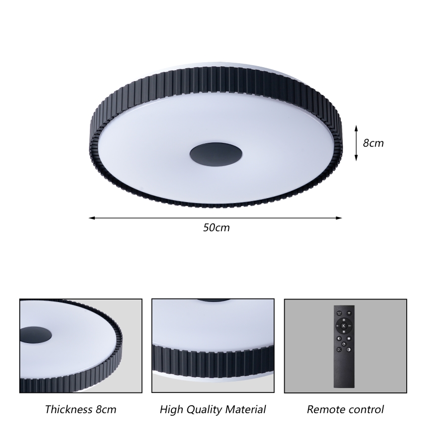 Brilagi - LED stmievateľné stropné svietidlo CORVO LED/72W/230V 3000-6000K čierne pr. 50 cm + diaľkové ovládanie
