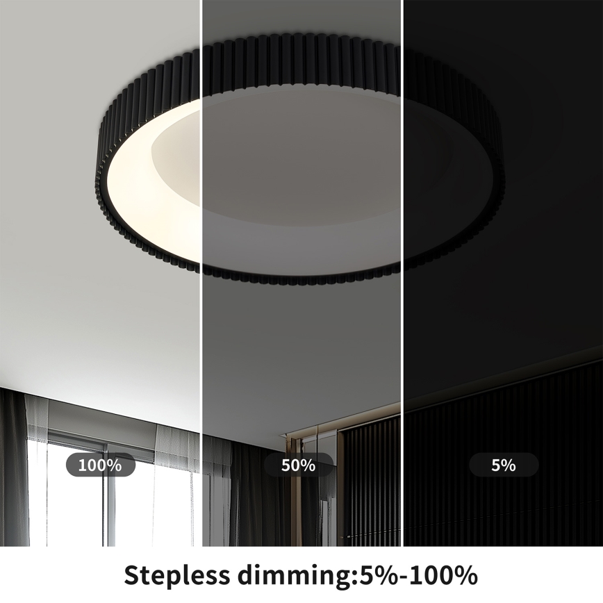 Brilagi - LED stmievateľné stropné svietidlo FALCON MODERN LED/54W/230V 3000-6500K pr. 60 cm čierna + diaľkové ovládanie