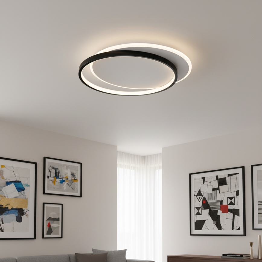 Brilagi - Stmievané stropné svietidlo FLARE LED/48W/230V 3000-6000K 39,5x45 cm biela/čierna + diaľkové ovládanie