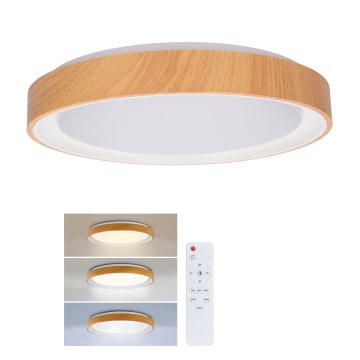 Brilagi - stmievateľné LED stropné svietidlo FLOCO LED/48W/230V, priemer 40 cm, drevený dekor/biela + diaľkové ovládanie