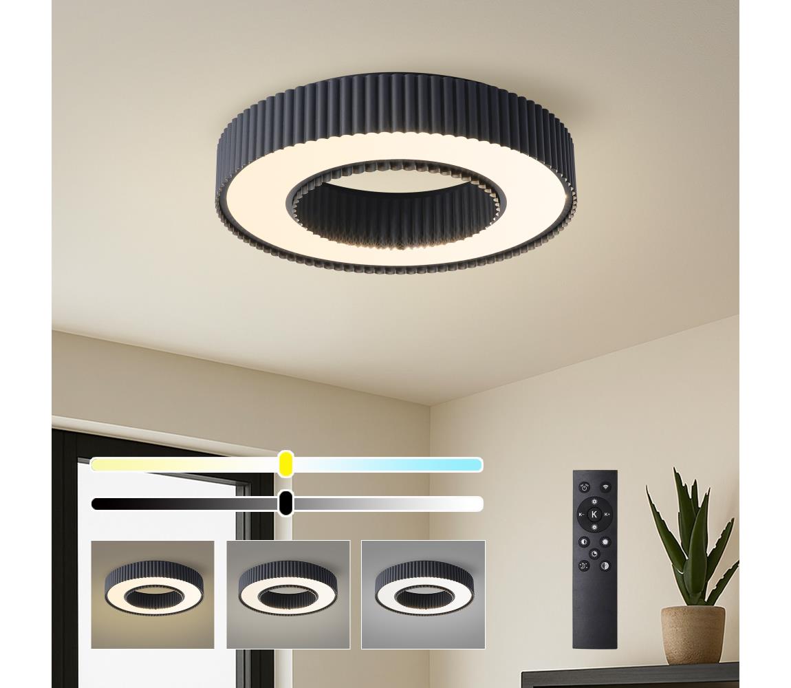 Brilagi - stmievateľné LED stropné svietidlo LUMIX LED/48W/230V 3000-6000K čierne pr. 50 cm + diaľkový ovládač BRI858
