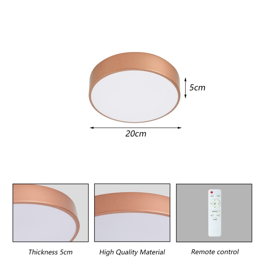 Brilagi - stmievateľné LED stropné svietidlo POOL LED/24W/230V 3000–6000 K pr. 20 cm bronzové + diaľkové ovládanie