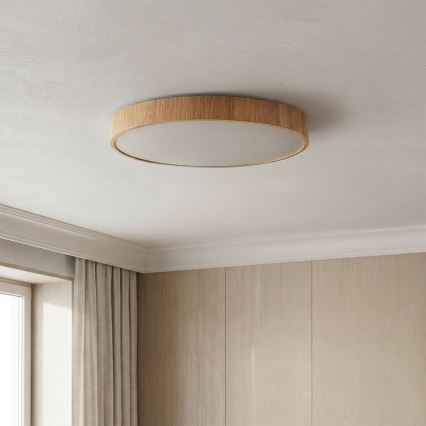 Brilagi - LED Stmievateľné stropné svietidlo POOL LED/50W/230V 3000-6000K pr. 40 cm drevený dekor + diaľkové ovládanie