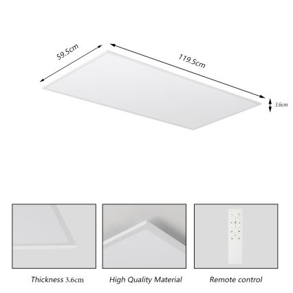 Brilagi - LED Stmievateľné stropné svietidlo SLIMFRAME LED/80W/230V 120x60 cm 3000-6000K biela + diaľkové ovládanie