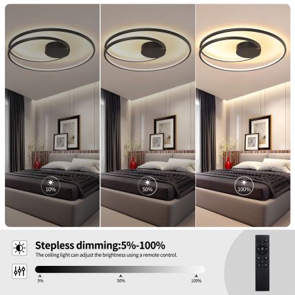 Brilagi - LED Stmievateľné stropné svietidlo TWISTER LED/105W/230V 3000-6000K pr. 100 cm čierna + diaľkové ovládanie
