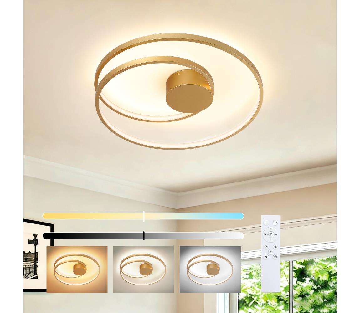 Brilagi- stmievateľné LED stropné svietidlo TWISTER LED/48W/230V pr. 50 cm zlaté + diaľkový ovládač BRI494