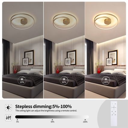 Brilagi - LED Stmievateľné stropné svietidlo TWISTER LED/48W/230V 3000-6000K pr. 50 cm zlaté + diaľkové ovládanie