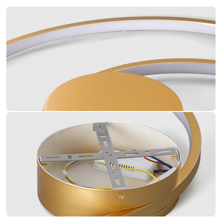 Brilagi - LED Stmievateľné stropné svietidlo TWISTER LED/48W/230V 3000-6000K pr. 50 cm zlaté + diaľkové ovládanie