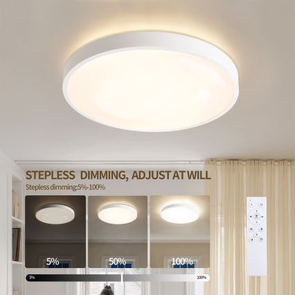 Brilagi - Stmievané LED stropné svietidlo GLASS POOL DOUBLE LED/48W/230V 3000-6000K 40 cm biela + diaľkové ovládanie