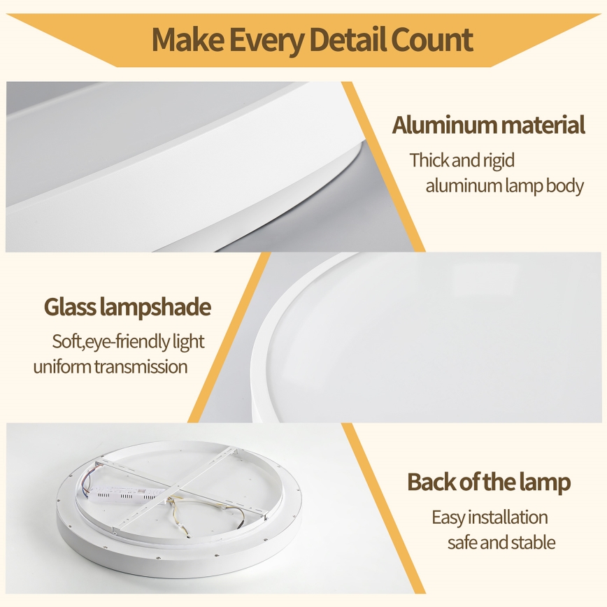 Brilagi - Stmievané LED stropné svietidlo GLASS POOL DOUBLE LED/48W/230V 3000-6000K 40 cm biela + diaľkové ovládanie