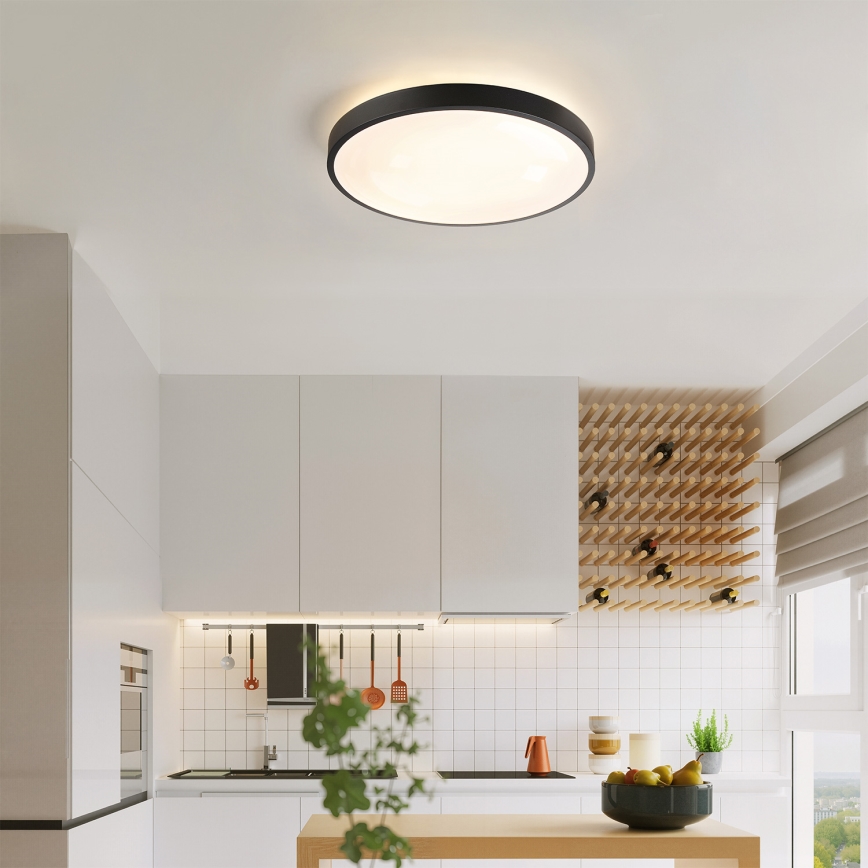 Brilagi - LED stmievateľné stropné svietidlo GLASS POOL DOUBLE LED/48W/230V 3000-6000K 40 cm čierne + diaľkové ovládanie