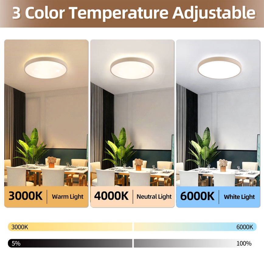 Brilagi - Stmievateľné LED stropné svietidlo GLASS POOL DOUBLE LED/60W/230V 3000-6000K 50 cm béžové + diaľkové ovládanie