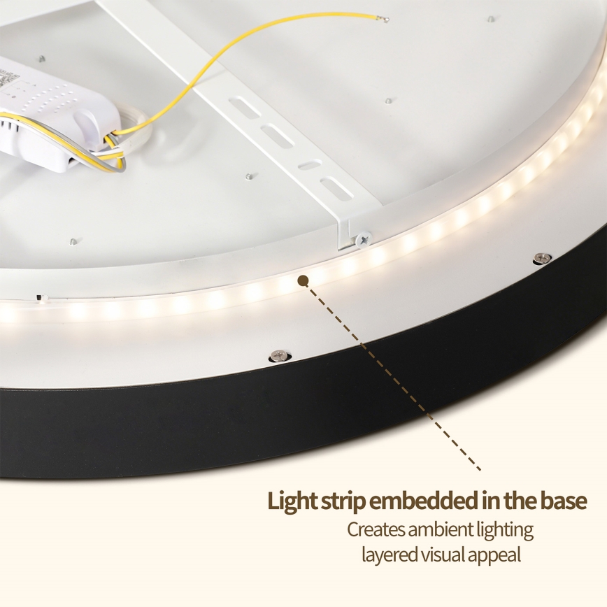 Brilagi - LED stmievateľné stropné svietidlo GLASS POOL DOUBLE LED/60W/230V 3000-6000K 50 cm čierne + diaľkové ovládanie