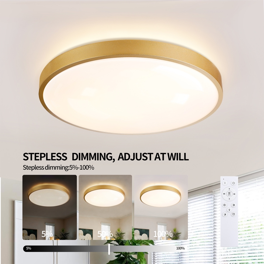 Brilagi - stmievateľné LED stropné svietidlo GLASS POOL DOUBLE LED/60W/230V 3000-6000K 50 cm zlaté + diaľkové ovládanie