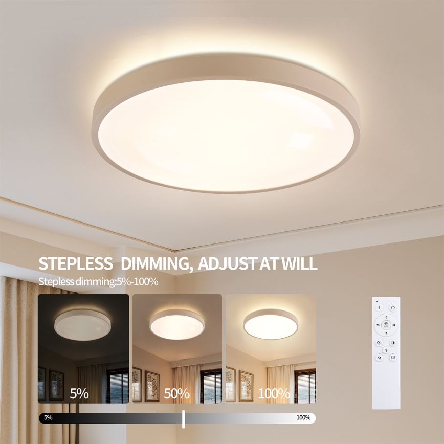 Brilagi - stmievateľné LED stropné svietidlo GLASS POOL DOUBLE LED/80W/230V 3000-6000K 60 cm béžová + diaľkové ovládanie