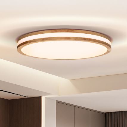 Brilagi - LED Stmievateľné stropné svietidlo MOLINA LED/60W/230V 3000-6500K dub pr. 58 cm + diaľkové ovládanie