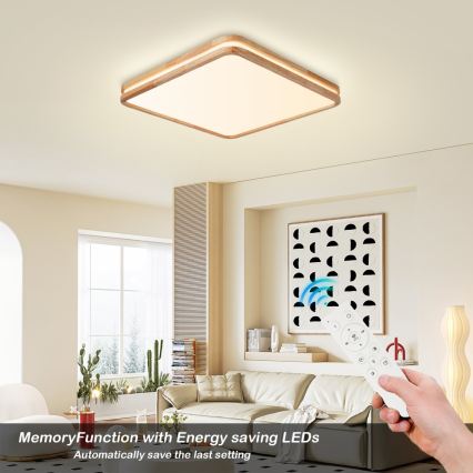 BRILAGI - LED Stmievateľné stropné svietidlo MOLINA SQUARE LED/80W/230V 3000-6000K dub 60x60 cm + diaľkové ovládanie