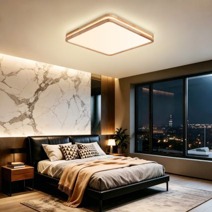 BRILAGI - LED Stmievateľné stropné svietidlo MOLINA SQUARE LED/80W/230V 3000-6000K dub 60x60 cm + diaľkové ovládanie