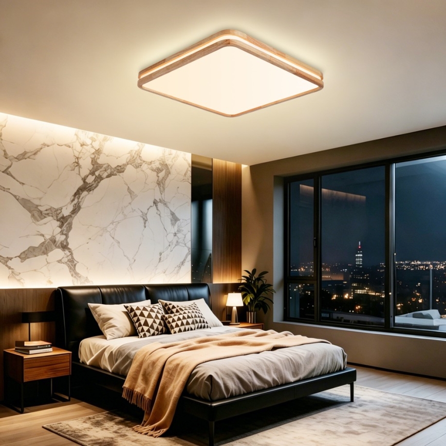 BRILAGI - LED Stmievateľné stropné svietidlo MOLINA SQUARE LED/80W/230V 3000-6000K dub 60x60 cm + diaľkové ovládanie