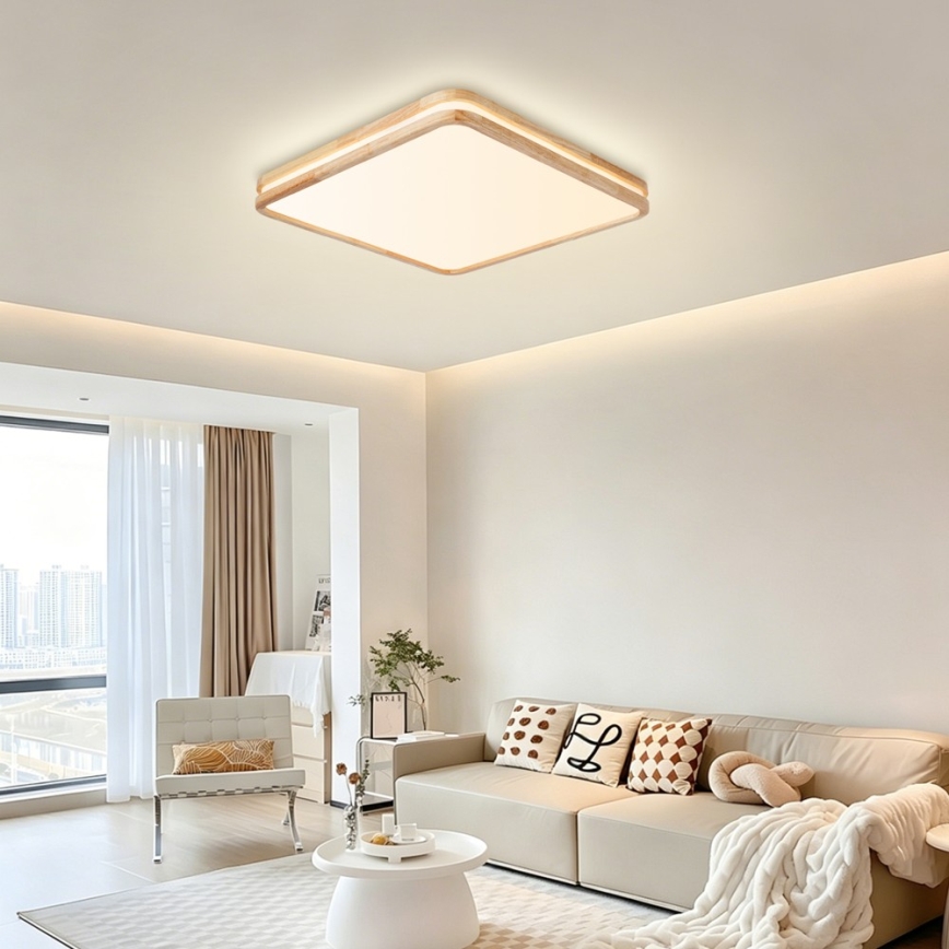 BRILAGI - LED Stmievateľné stropné svietidlo MOLINA SQUARE LED/80W/230V 3000-6000K dub 60x60 cm + diaľkové ovládanie