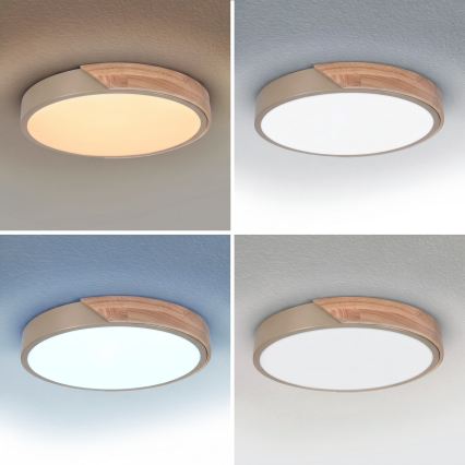 BRILAGI - LED Stmievané stropné svietidlo PILANA LED/48W/230V 3000-6500K dub/béžová pr. 40 cm + diaľkové ovládanie