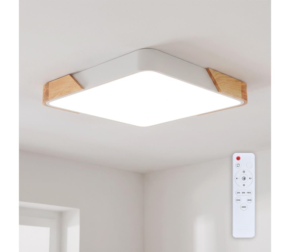 Brilagi - stmievateľné LED svietidlo PILANA LED/48W/230V dub/biela 42x42 cm + diaľkový ovládač WO800-OEM27-40