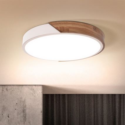 Brilagi - LED Stmievateľné stropné svietidlo PILANA LED/48W/230V dub/biela pr. 40 cm + diaľkové ovládanie