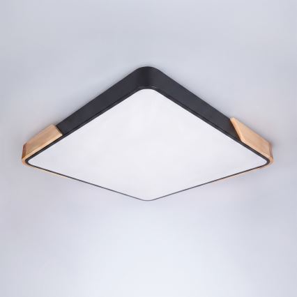 Brilagi - LED stmievateľné stropné svietidlo PILANA LED/60W/230V 3000-6500K dub/čierna 56x56 cm + diaľkové ovládanie